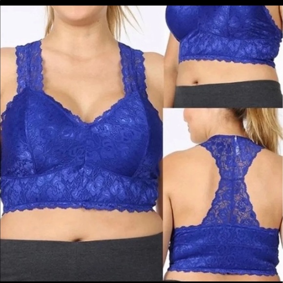 Plus Sapphire hourglass back lace bralette w. pads - Picture 7 of 8